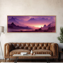 Load image into Gallery viewer, A Beautiful Mountain Scene at Sunset, Extra Large Wall Art, Framed Panoramic Canvas Print, Framed Wall Art
