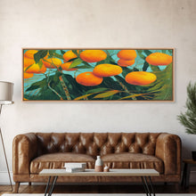 Carregar imagem no visualizador da galeria, Florida Orange Trees, Abstract Art, Extra Large Wall Art, Framed Panoramic Canvas Print, Framed Wall Decor
