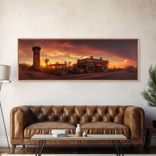 Load image into Gallery viewer, Wild West Abandoned Saloon, Extra Large Wall Art, Framed Panoramic Canvas Print, Framed Wall Art
