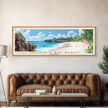 Carregar imagem no visualizador da galeria, Archer’s Bay Beach, Barbados Panoramic Beach Print, Vacation Gift, Barbados Wall Art, Framed Canvas Print, Framed Beach Painting
