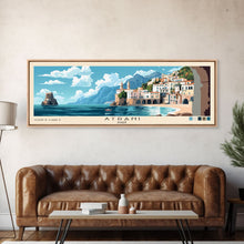 Carregar imagem no visualizador da galeria, Atrani, Italy Panoramic Print, Vacation Gift, Italy Wall Art, Beach Painting, Beach Decor, Beach Or Lakehouse Art
