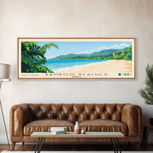Carregar imagem no visualizador da galeria, Bamboo Beaches, Jamaica Panoramic Print, Vacation Gift, Jamaica Wall Art, Beach Painting, Beach Decor, Large Wall Art, Wood Frame Art
