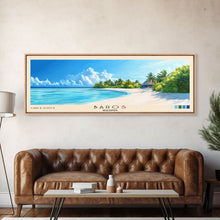 Load image into Gallery viewer, Baros, Maldives Panoramic Print, Vacation Gift, Maldives Wall Art, Beach Painting, Beach Decor, Large Wall Art, Wood Frame Art
