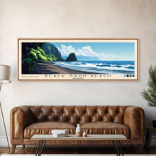 Carregar imagem no visualizador da galeria, Black Sand Beach, Malasyia Panoramic Beach Print, Vacation Gift, Malasyia Wall Art, Framed Canvas Print, Framed Beach Painting
