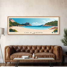 Cargar imagen en el visor de la galería, Cala Saura, Spain Panoramic Print, Vacation Gift, Spain Wall Art, Beach Painting, Beach Decor, Large Wall Art, Wood Frame Art
