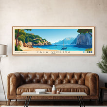 Carregar imagem no visualizador da galeria, Cala Violina, Italy Panoramic Beach Print, Vacation Gift, Italy Wall Art, Framed Canvas Print, Framed Beach Painting
