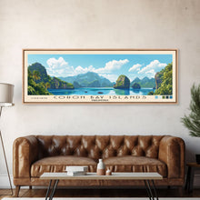 Load image into Gallery viewer, Coron Bay Islands, Philippines Panoramic Beach Print, Vacation Gift, Philippines Wall Art, Framed Canvas Print, Framed Beach Painting
