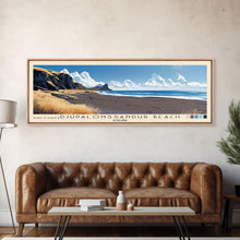 Load image into Gallery viewer, Djúpalónssandur Beach, Iceland Panoramic Print, Vacation Gift, Iceland Wall Art, Vacation Wall Art, Vacatation Memories, Beach Decor, Beach Or Lakehouse Art
