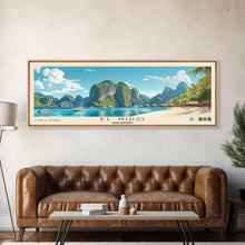 Load image into Gallery viewer, El Nido, Philippines Panoramic Print, Vacation Gift, Philippines Wall Art, Beach Painting, Beach Decor, Large Wall Art, Wood Frame Art

