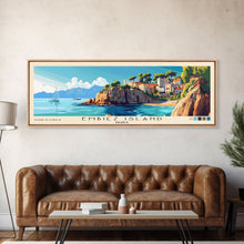 Load image into Gallery viewer, Embiez Island, France Panoramic Print, Vacation Gift, France Wall Art, Beach Painting, Beach Decor, Large Wall Art, Wood Frame Art
