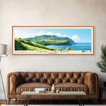 Carregar imagem no visualizador da galeria, Faial Island, Portugal Panoramic Print, Vacation Gift, Portugal Wall Art, Beach Painting, Beach Decor, Large Wall Art, Wood Frame Art
