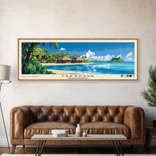 Cargar imagen en el visor de la galería, Fakarava, French Polynesia Panoramic Beach Print, Vacation Gift, French Polynesia Wall Art, Framed Canvas Print, Framed Beach Painting
