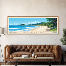 Load image into Gallery viewer, Geribá Beach, Brazil Panoramic Beach Print, Vacation Gift, Brazil Wall Art, Framed Canvas Print, Framed Beach Painting

