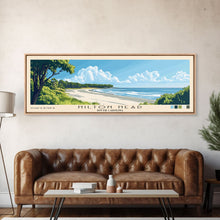 Cargar imagen en el visor de la galería, Hilton Head, South Carolina Panoramic Beach Print, Vacation Gift, South Carolina Wall Art, Framed Canvas Print, Framed Beach Painting
