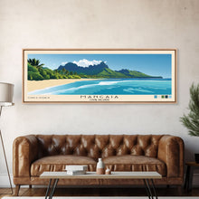 Load image into Gallery viewer, Mangaia, Cook Islands Panoramic Print, Vacation Gift, Cook Islands Wall Art, Beach Painting, Beach Decor, Beach Or Lakehouse Art
