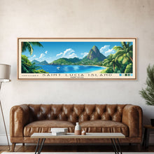Load image into Gallery viewer, Saint Lucia Island, Saint Lucia Panoramic Print, Vacation Gift, Saint Lucia Wall Art, Beach Painting, Beach Decor, Beach Or Lakehouse Art
