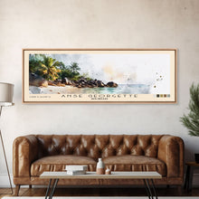 Carregar imagem no visualizador da galeria, Anse Georgette, Seychelles Watercolor Beach Print, Vacation Gift, Seychelles Wall Art, Framed Canvas Print, Framed Beach Painting
