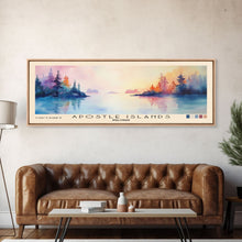 Load image into Gallery viewer, Apostle Islands, Wisconsin Watercolor Print, Vacation Gift, Wisconsin Wall Art, Beach Painting, Beach Decor, Large Wall Art, Wood Frame Art
