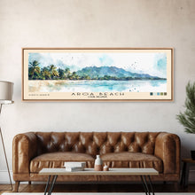 Load image into Gallery viewer, Aroa Beach, Cook Islands Watercolor Print, Vacation Gift, Cook Islands Wall Art, Beach Painting, Beach Decor, Large Wall Art, Wood Frame Art
