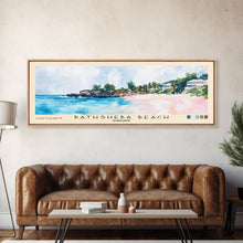 Load image into Gallery viewer, Bathsheba Beach, Barbados Watercolor Print, Vacation Gift, Barbados Wall Art, Beach Painting, Beach Decor, Large Wall Art, Wood Frame Art
