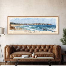 Load image into Gallery viewer, Bondi Beach, Sydney, Australia Watercolor Print, Vacation Gift, Sydney, Australia Wall Art, Beach Painting, Beach Decor, Large Wall Art, Wood Frame Art
