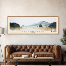 Carregar imagem no visualizador da galeria, Cannon Beach, Oregon Watercolor Beach Print, Vacation Gift, Oregon Wall Art, Framed Canvas Print, Framed Beach Painting
