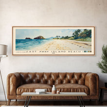 Load image into Gallery viewer, Cast Away Island Beach, Fiji Watercolor Print, Vacation Gift, Fiji Wall Art, Beach Painting, Beach Decor, Large Wall Art, Wood Frame Art
