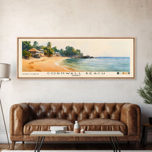Load image into Gallery viewer, Cornwall Beach, Jamaica Watercolor Beach Print, Vacation Gift, Jamaica Wall Art, Framed Canvas Print, Framed Beach Painting
