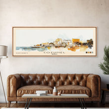 Load image into Gallery viewer, Cozumel, Mexico Watercolor Print, Vacation Gift, Mexico Wall Art, Beach Painting, Beach Decor, Large Wall Art, Wood Frame Art
