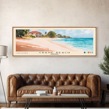 Load image into Gallery viewer, Crane Beach, Barbados Watercolor Beach Print, Vacation Gift, Barbados Wall Art, Framed Canvas Print, Framed Beach Painting

