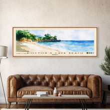Load image into Gallery viewer, Doctor’s Cave Beach, Jamaica Watercolor Beach Print, Vacation Gift, Jamaica Wall Art, Framed Canvas Print, Framed Beach Painting
