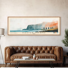 Load image into Gallery viewer, Easter Island, Chile Watercolor Beach Print, Vacation Gift, Chile Wall Art, Beach Painting, Beach Decor, Beach Painting
