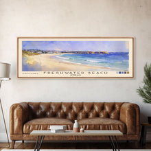 Load image into Gallery viewer, Freshwater Beach, Australia Watercolor Beach Print, Vacation Gift, Australia Wall Art, Framed Canvas Print, Framed Beach Painting
