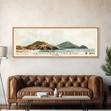 Load image into Gallery viewer, Genovesa Island, Ecuador Watercolor Beach Print, Vacation Gift, Ecuador Wall Art, Framed Canvas Print, Framed Beach Painting
