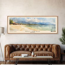 Load image into Gallery viewer, Gili Meno, Indonesia Watercolor Print, Vacation Gift, Indonesia Wall Art, Beach Painting, Beach Decor, Large Wall Art, Wood Frame Art
