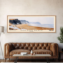 Cargar imagen en el visor de la galería, Hofsós Beach, Iceland Watercolor Beach Print, Vacation Gift, Iceland Wall Art, Framed Canvas Print, Framed Beach Painting
