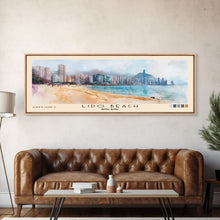 Load image into Gallery viewer, Lido Beach, Hong Kong Watercolor Print, Vacation Gift, Hong Kong Wall Art, Beach Painting, Beach Decor, Large Wall Art, Wood Frame Art
