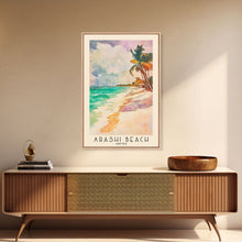 Carregar imagem no visualizador da galeria, Arashi Beach, Aruba Watercolor Beach Print, Vacation Gift, Aruba Wall Art, Framed Canvas Print, Framed Beach Painting
