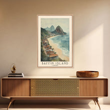 Load image into Gallery viewer, Baffin Island, Canada Watercolor Print, Vacation Gift, Canada Wall Art, Beach Painting, Beach Decor, Large Wall Art, Wood Frame Art
