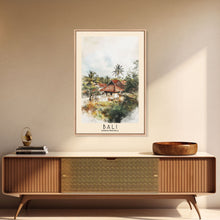 Load image into Gallery viewer, Bali, Indonesia Watercolor Print, Vacation Gift, Indonesia Wall Art, Beach Painting, Beach Decor, Large Wall Art, Wood Frame Art
