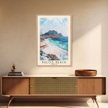 Carregar imagem no visualizador da galeria, Balos Beach, Greece Watercolor Beach Print, Vacation Gift, Greece Wall Art, Framed Canvas Print, Framed Beach Painting
