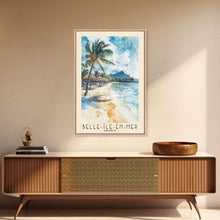Load image into Gallery viewer, Belle-Île-en-Mer, France Watercolor Print, Vacation Gift, France Wall Art, Beach Painting, Beach Decor, Large Wall Art, Wood Frame Art
