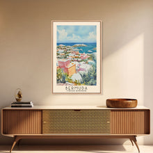 Load image into Gallery viewer, Bermuda, United Kingdom Watercolor Beach Print, Vacation Gift, United Kingdom Wall Art, Framed Canvas Print, Framed Beach Painting

