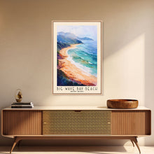Load image into Gallery viewer, Big Wave Bay Beach, Hong Kong Watercolor Print, Vacation Gift, Hong Kong Wall Art, Beach Painting, Beach Decor, Large Wall Art, Wood Frame Art
