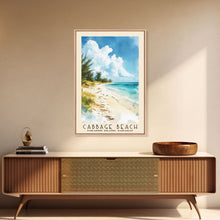 Carregar imagem no visualizador da galeria, Cabbage Beach, Paradise Island, Bahamas Watercolor Beach Print, Vacation Gift, Paradise Island, Bahamas Wall Art, Framed Canvas Print, Framed Beach Painting
