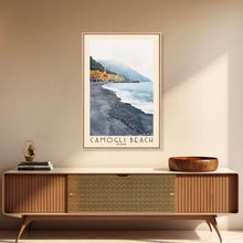 Carregar imagem no visualizador da galeria, Camogli Beach, Italy Watercolor Beach Print, Vacation Gift, Italy Wall Art, Framed Canvas Print, Framed Beach Painting
