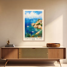Load image into Gallery viewer, Cortegada Island, Spain Watercolor Beach Print, Vacation Gift, Spain Wall Art, Framed Canvas Print, Framed Beach Painting
