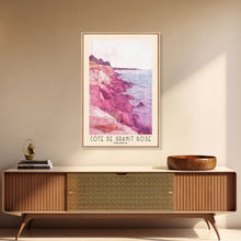 Load image into Gallery viewer, Côte de Granit Rose, France Watercolor Beach Print, Vacation Gift, France Wall Art, Framed Canvas Print, Framed Beach Painting
