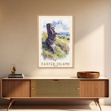 Load image into Gallery viewer, Easter Island, Chile Watercolor Beach Print, Vacation Gift, Chile Wall Art, Beach Painting, Beach Decor, Beach Painting
