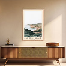Load image into Gallery viewer, Flores Island, Portugal Watercolor Beach Print, Vacation Gift, Portugal Wall Art, Framed Canvas Print, Framed Beach Painting
